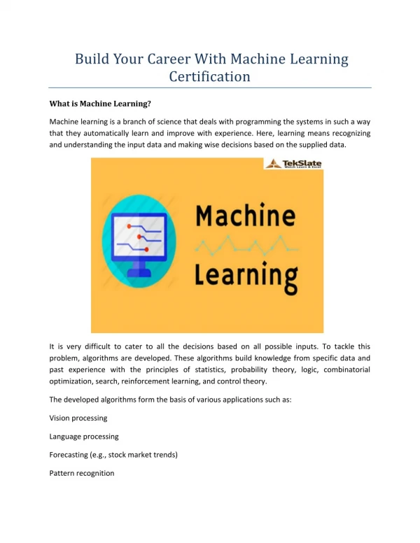 Get The Best Online Machine Learning Certification