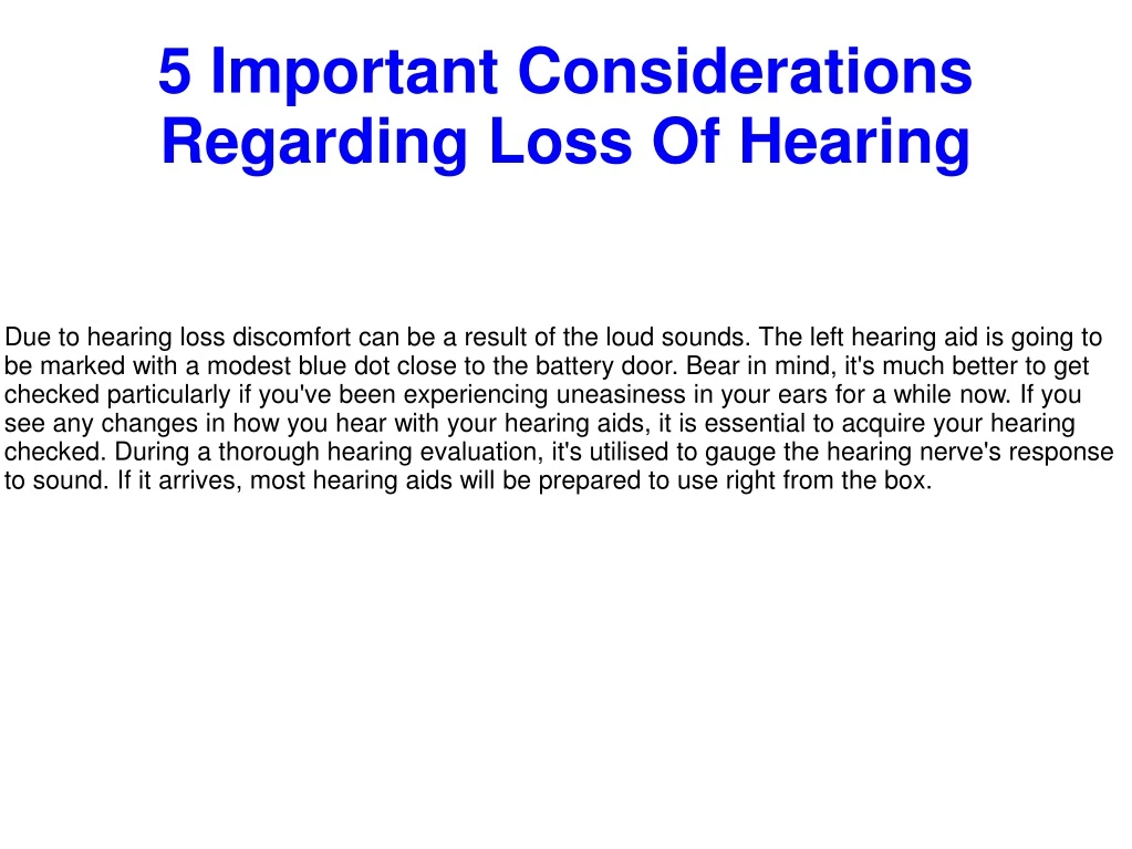 5 important considerations regarding loss of hearing