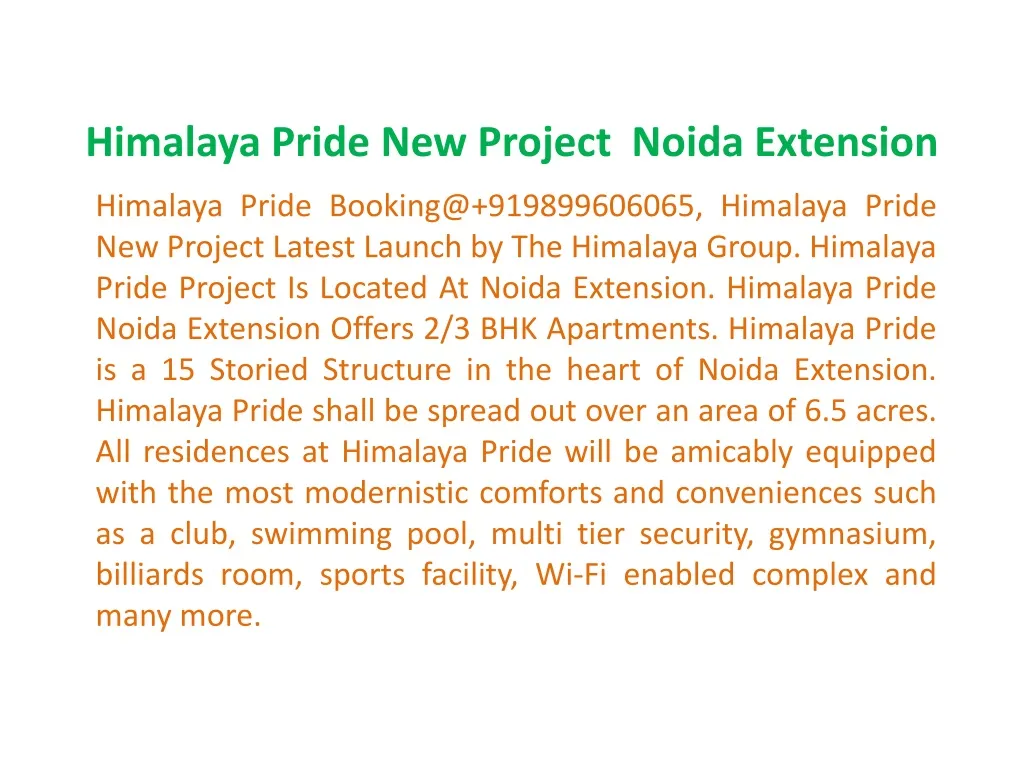himalaya pride new project noida extension