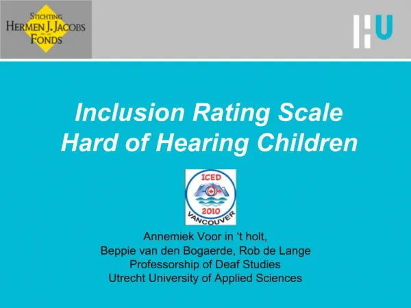 Inclusion Rating Scale Hard of Hearing Children
