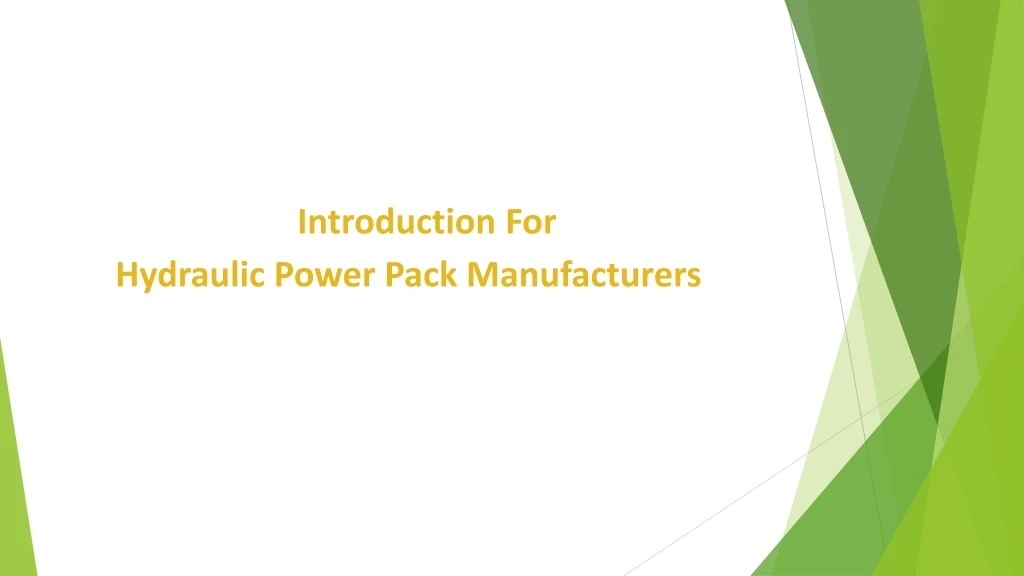 introduction for hydraulic power pack