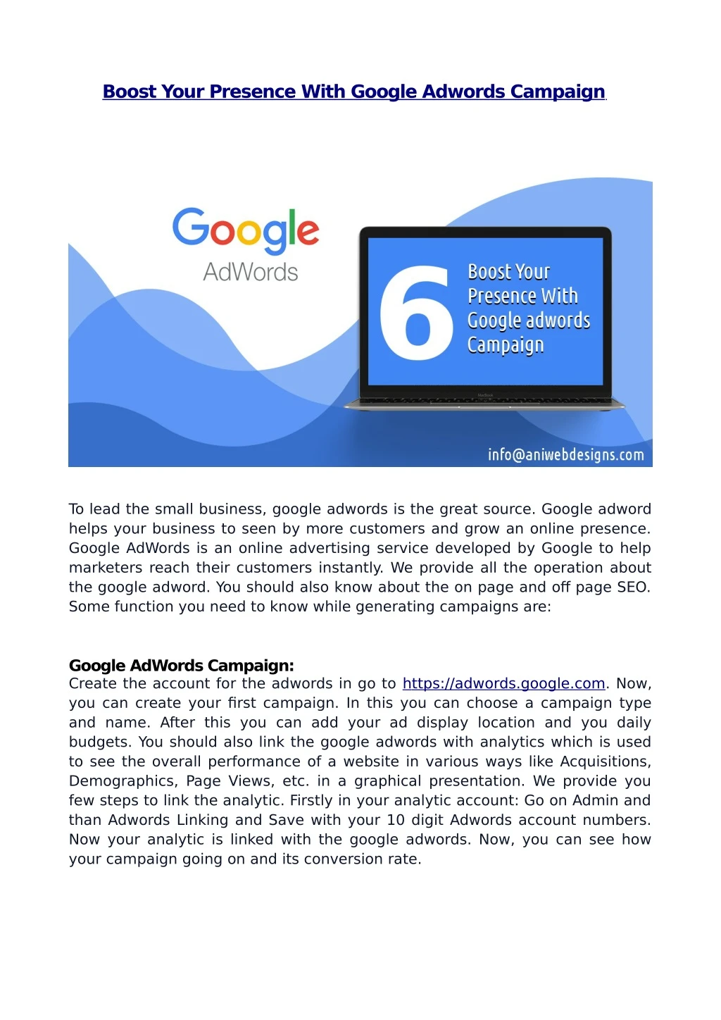 boost your presence with google adwords campaign