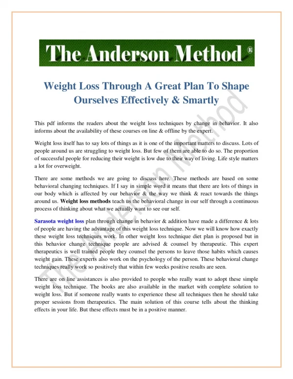Weight Loss Through A Great Plan To Shape Ourselves Effectively & Smartly