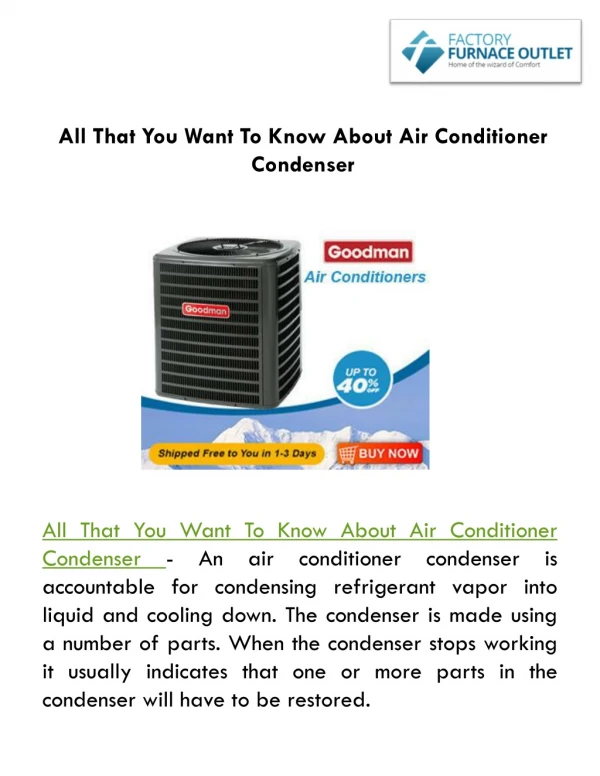 All That You Want To Know About Air Conditioner Condenser