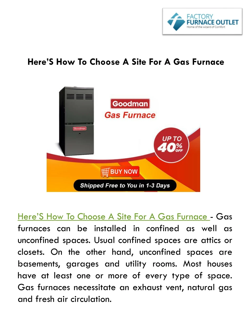 here s how to choose a site for a gas furnace