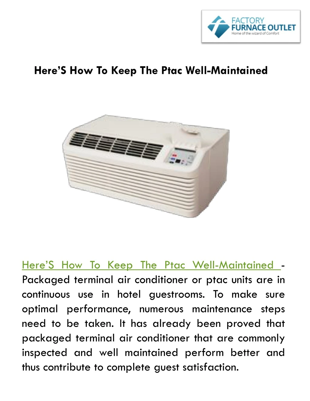 here s how to keep the ptac well maintained