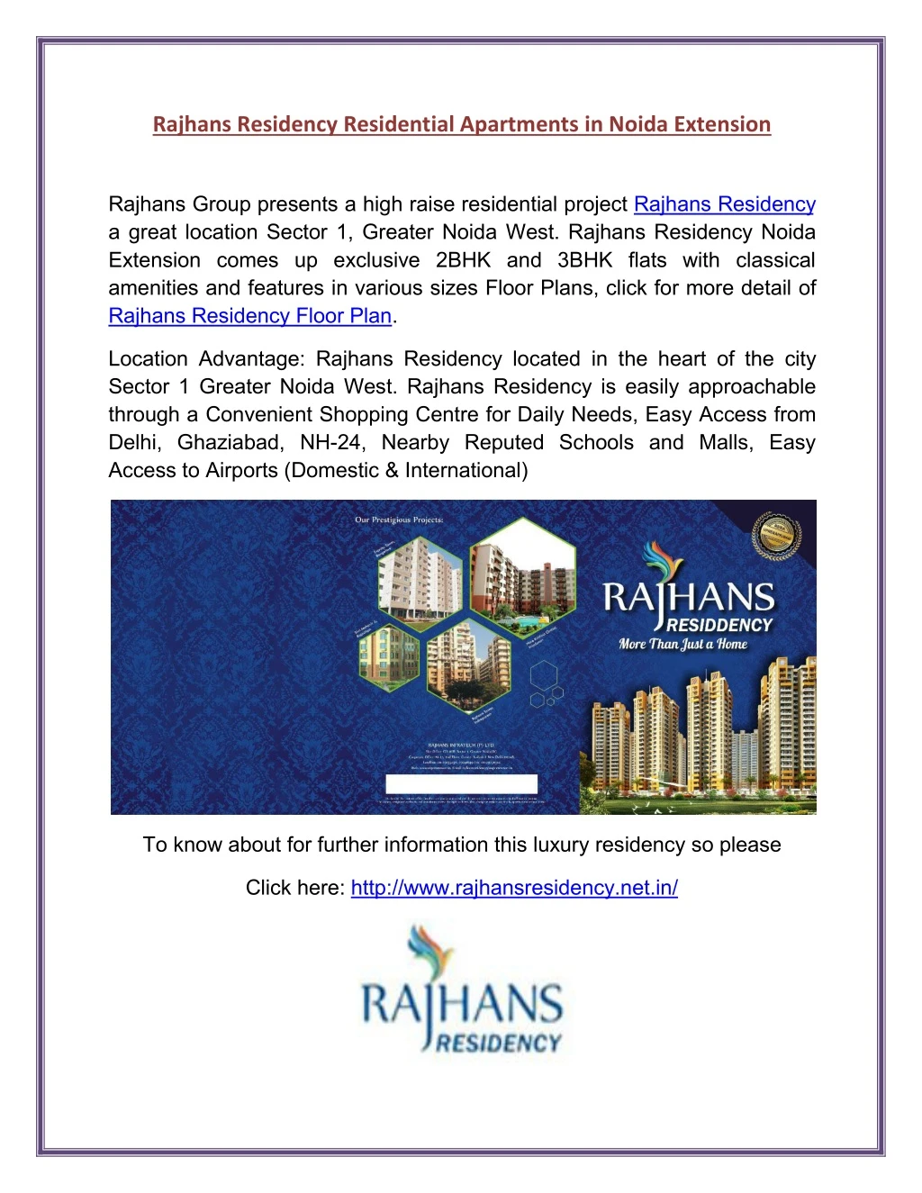 rajhans residency residential apartments in noida