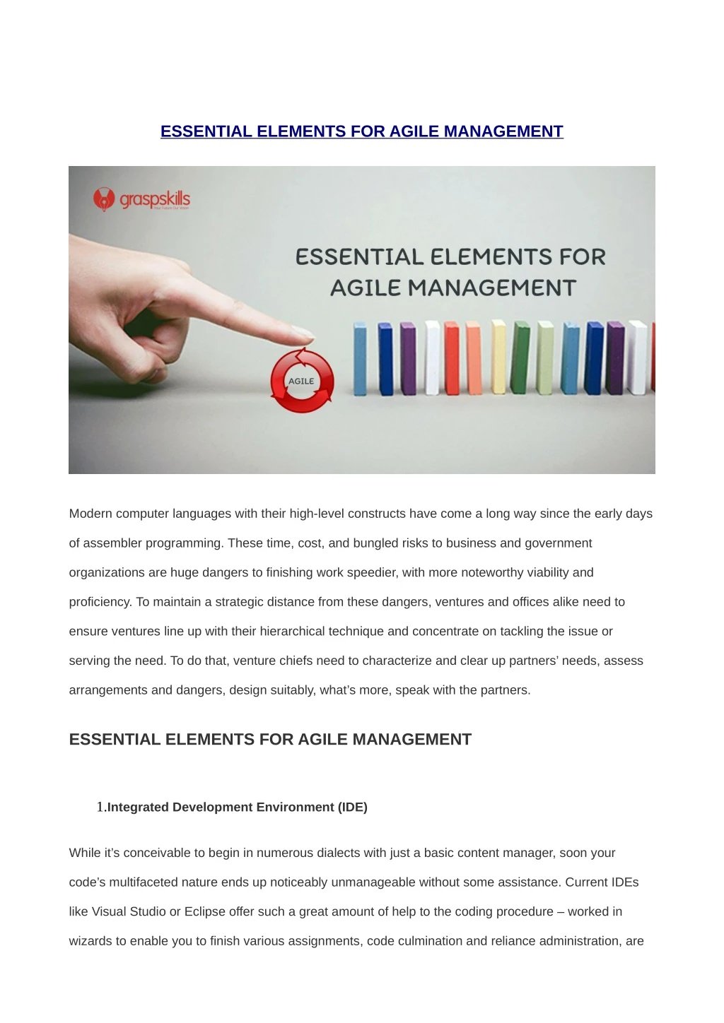 essential elements for agile management