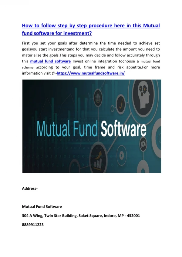 How to follow step by step procedure here in this Mutual fund software for investment?