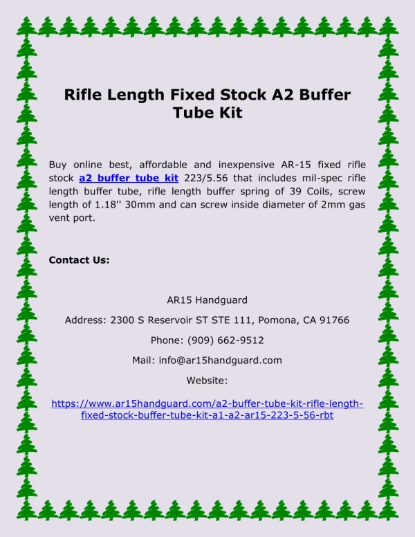 Rifle Length Fixed Stock A2 Buffer Tube Kit