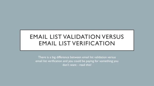 Email List Validation Versus Email List Verification