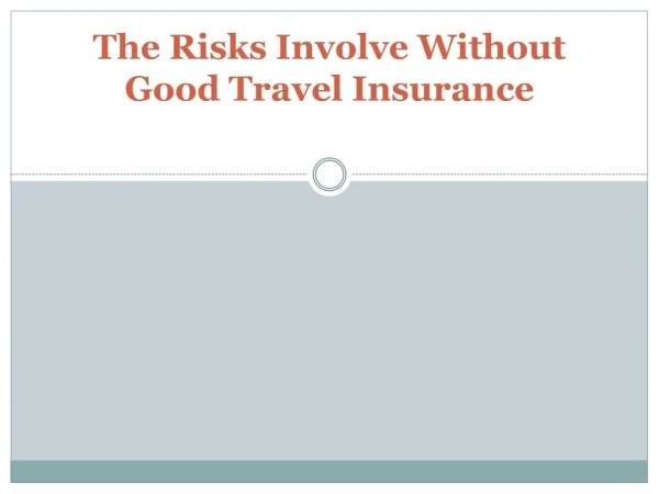 The Risks Involve Without Good Travel Insurance