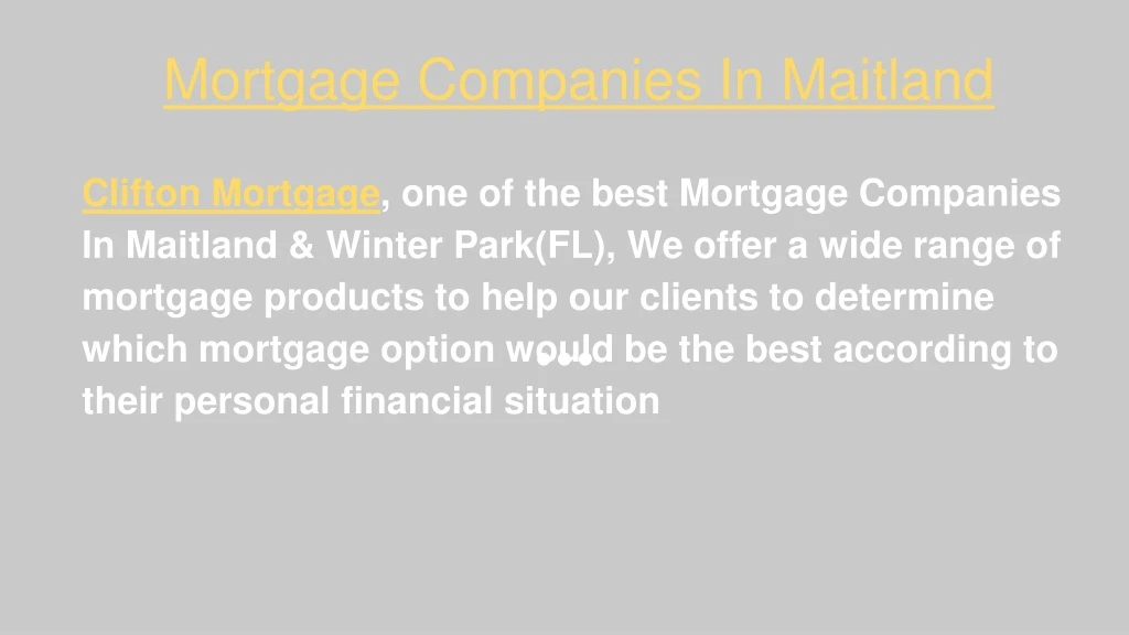 mortgage companies in maitland