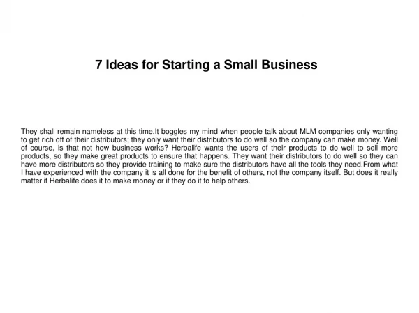 7 Ideas for Starting a Small Business