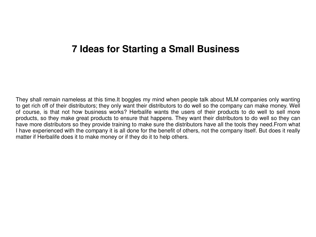 7 ideas for starting a small business