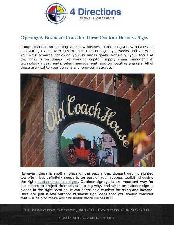 Opening A Business? Consider These Outdoor Business Signs