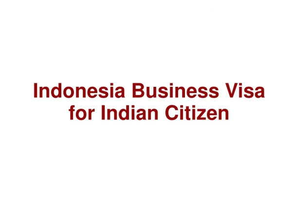 Indonesia Business Visa