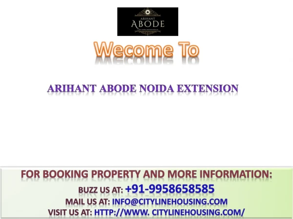 Arihant Abode@# 91-99996 46602 @# 2,3 BHK Flats Noida