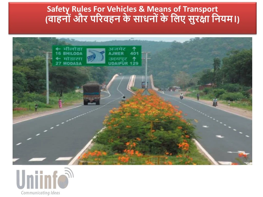 safety rules for vehicles means of transport