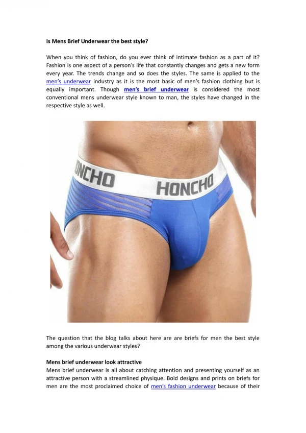 Is Men's Brief Underwear the Best Style?