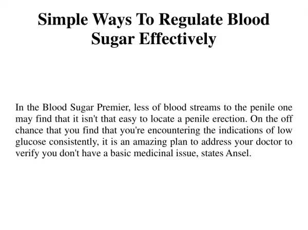 Simple Ways To Regulate Blood Sugar Effectively