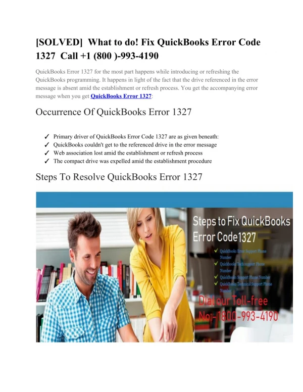 Steps To Resolve QuickBooks Error Code 1327