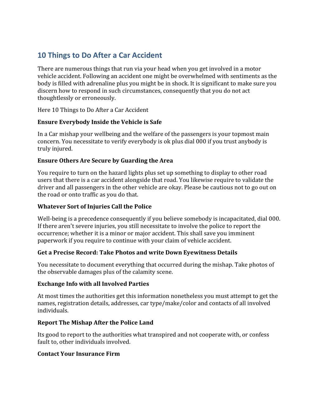 10 things to do after a car accident