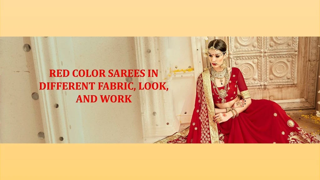 red color sarees in different fabric look and work