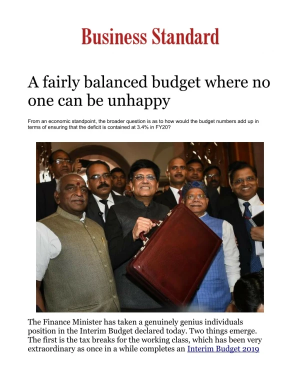 A fairly balanced budget where no one can be unhappy