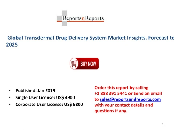 Transdermal Drug Delivery System Market - Segmented by Type, End-user and Region - Growth, Trends, and Forecast 2019-20