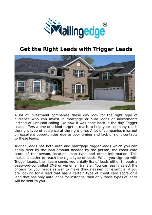 Get the Right Leads with Trigger Leads