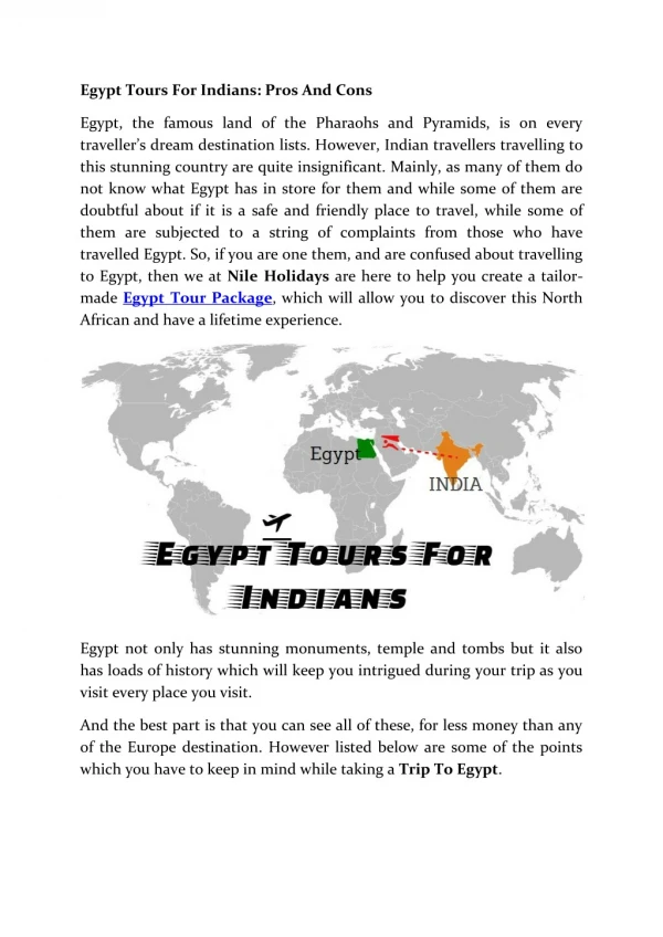 Egypt Tours For Indians: Pros And Cons