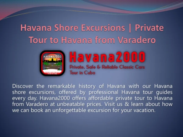 Havana Shore Excursions | Private Tour to Havana from Varadero