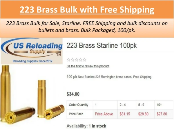 223 Brass Bulk with Free Shipping