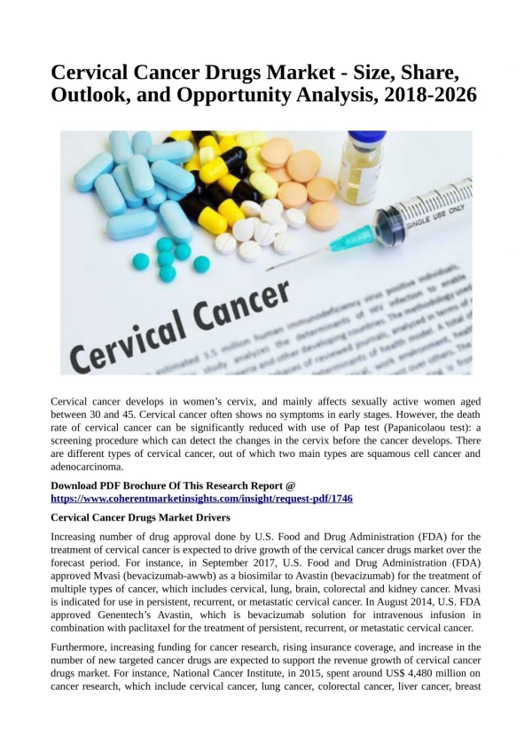 Cervical Cancer Drugs Market - Size, Share, Outlook, and Opportunity Analysis, 2018-2026