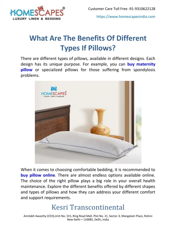 What Are The Benefits Of Different Types If Pillows?