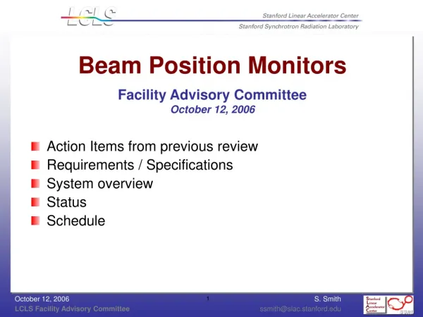 Beam Position Monitors Facility Advisory Committee October 12, 2006
