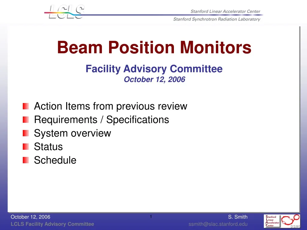 beam position monitors facility advisory committee october 12 2006