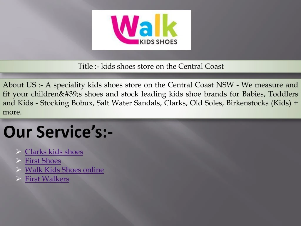 title kids shoes store on the central coast