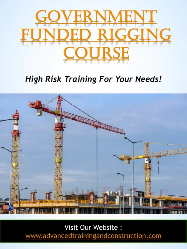 Government Funded Rigging Course