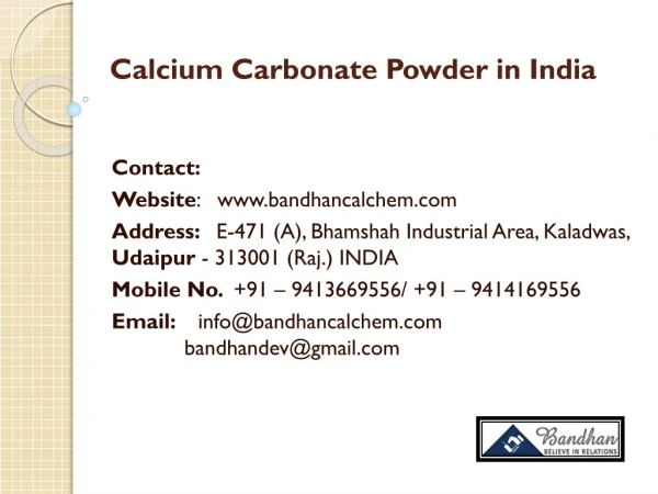 Calcium Carbonate Powder in India