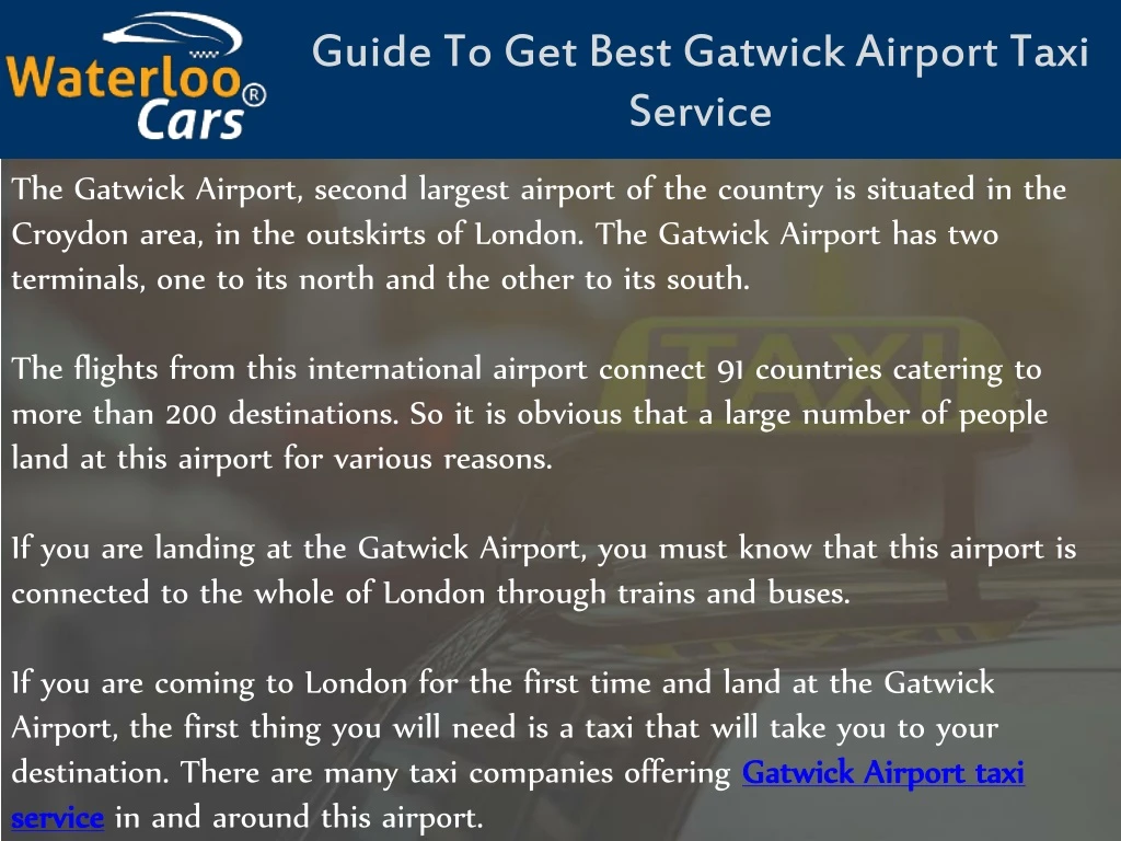 guide to get best gatwick airport taxi service