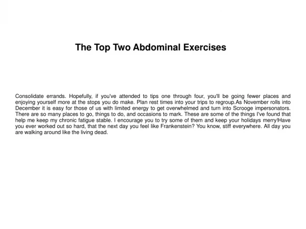 The Top Two Abdominal Exercises