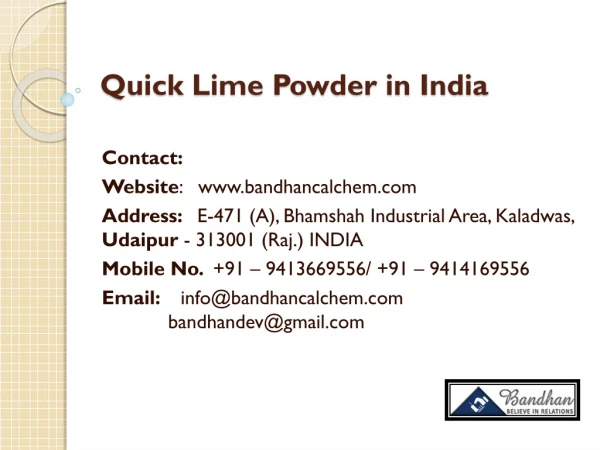 Quick Lime Powder in India
