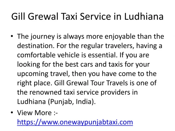 Gill Grewal Taxi Service in Ludhiana