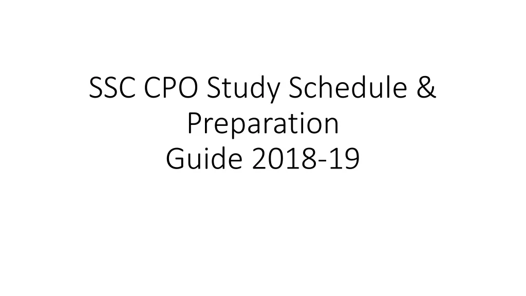 ssc cpo study schedule preparation guide 2018 19