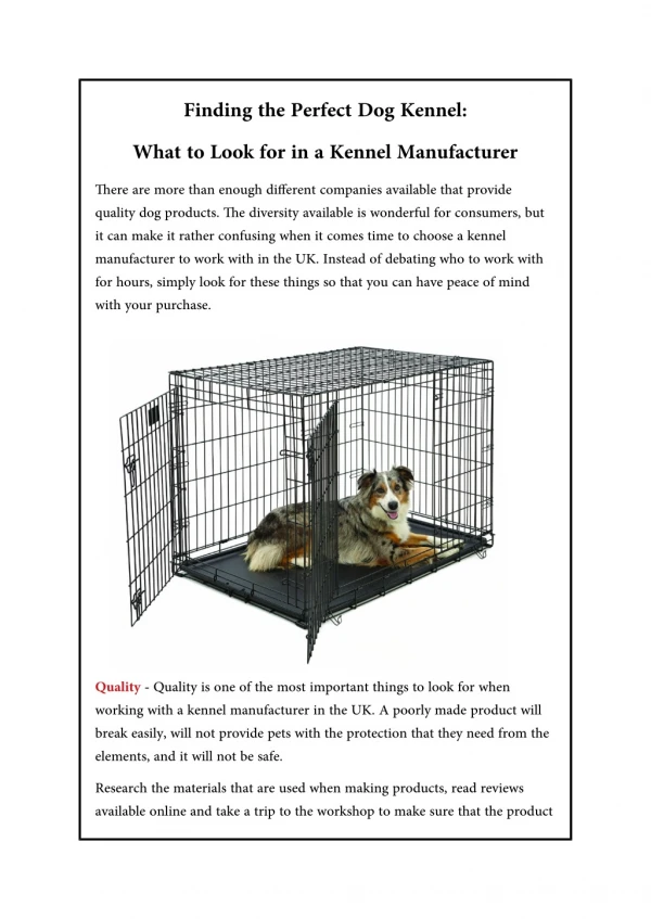 Finding the Perfect Dog Kennel What to Look for in a Kennel Manufacturer