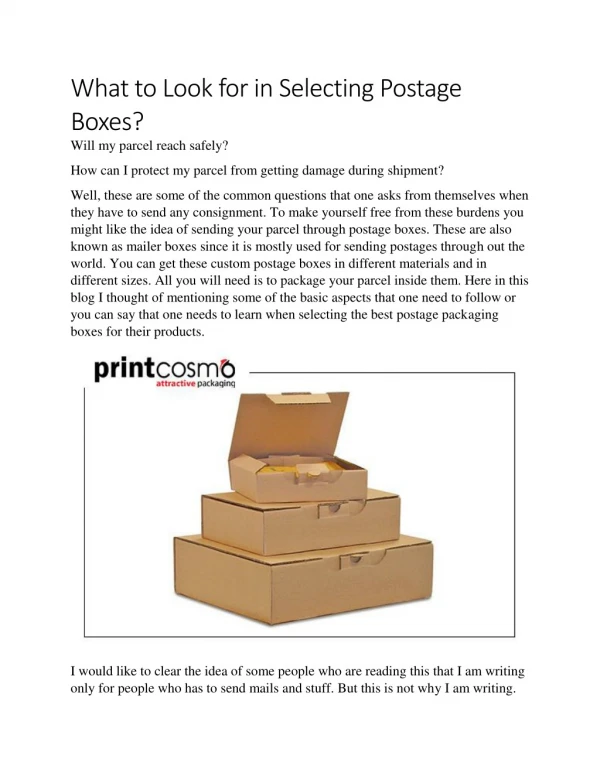 What to Look for in Selecting Postage Boxes