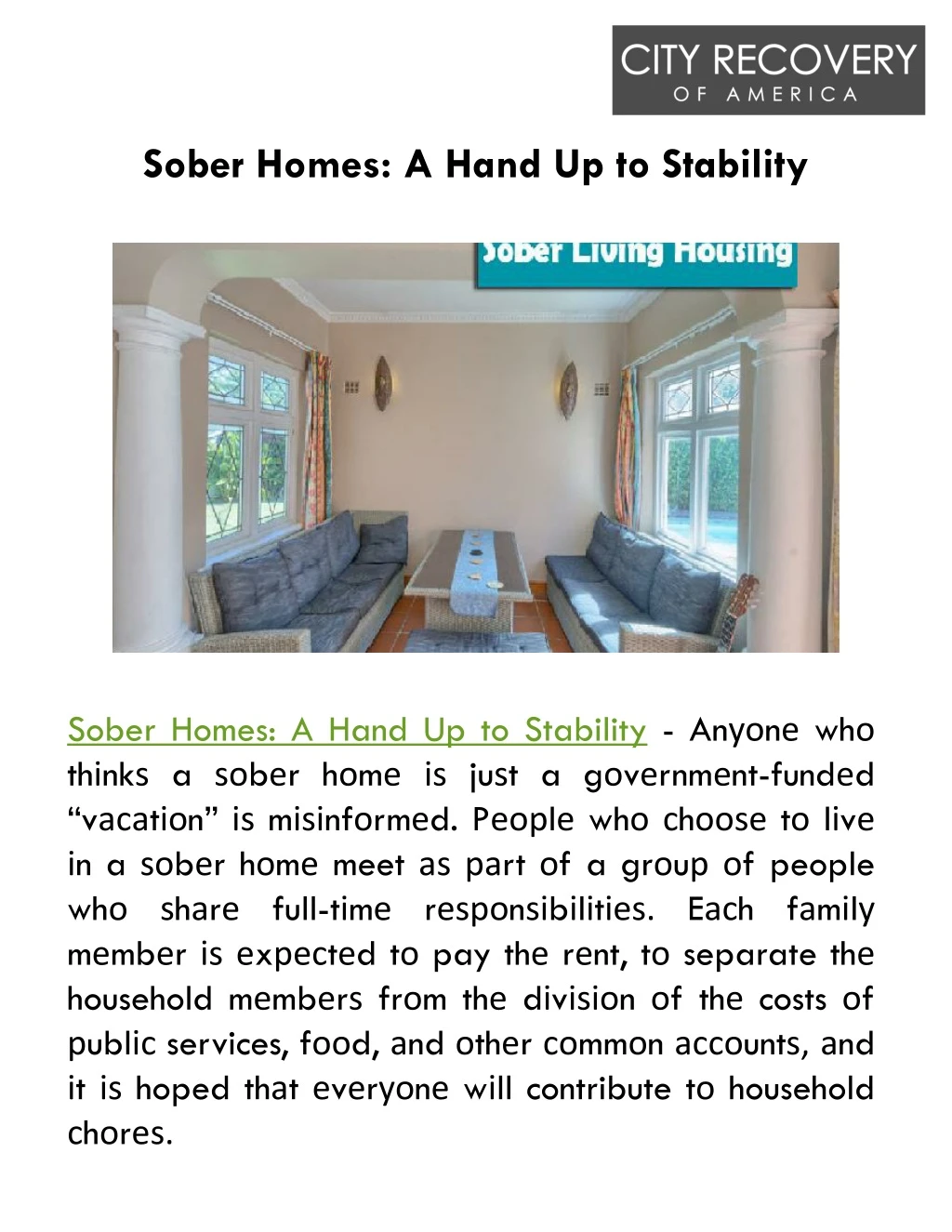 sober homes a hand up to stability