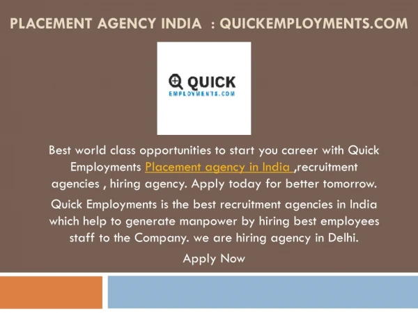 placement agency in India